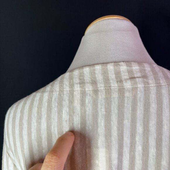 Soft Surroundings Size M Cascadia Cardi Sweater Beige White Striped *Flaw - Picture 4 of 11